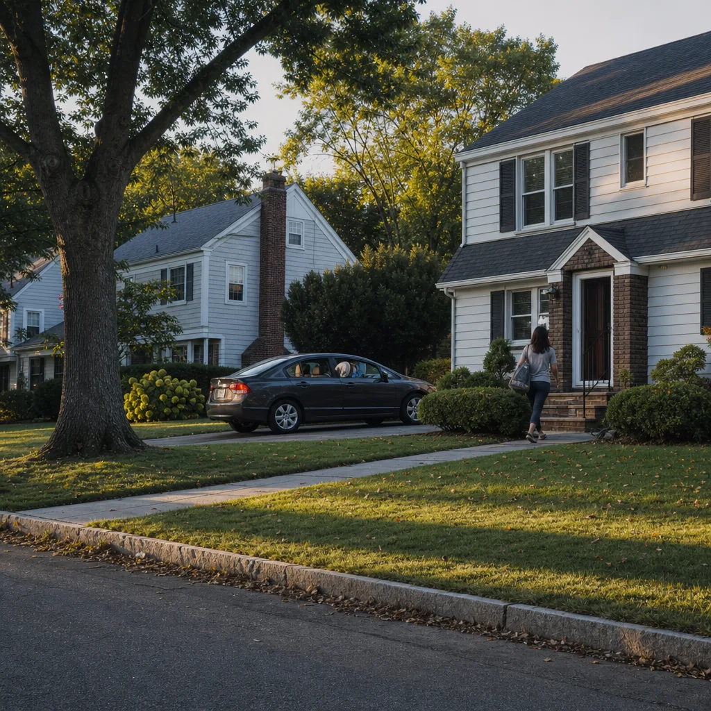 New Rochelle residential street where doula home visits take place